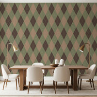 Winter Heritage - Argyle Harlequin Classic Diamond - Soft Muted Hue Wallpaper⁠