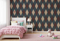 Winter Heritage - Argyle Harlequin Classic Diamond - Crisp Cool Tone Wallpaper⁠