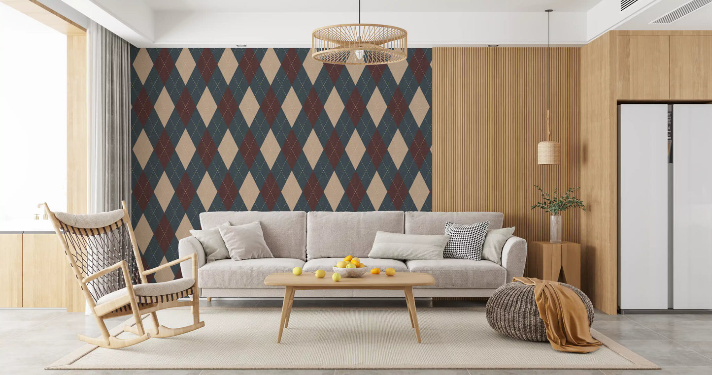 Winter Heritage - Argyle Harlequin Classic Diamond - Crisp Cool Tone Wallpaper⁠