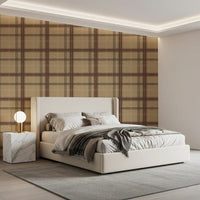 Winter Heritage - Windowpane Tartan Plaid Check - Warm Earth Shade Wallpaper⁠