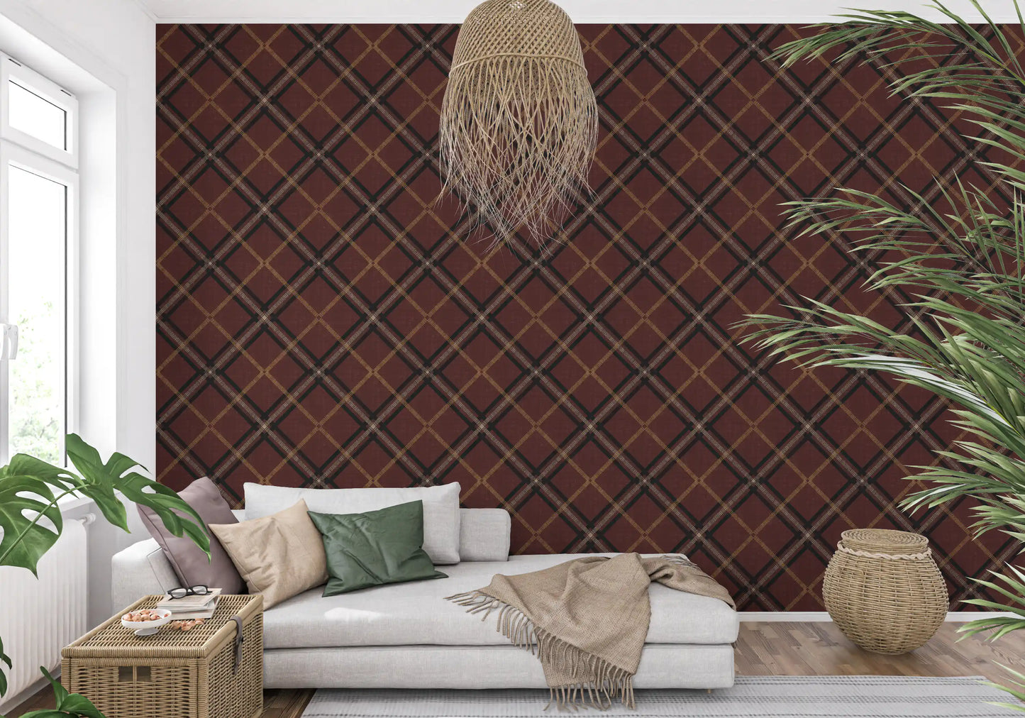 Winter Heritage - Tartan Trellis Plaid Grid - Dark Moody Mix Wallpaper⁠