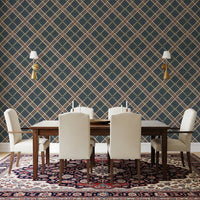 Winter Heritage - Tartan Trellis Plaid Grid - Crisp Cool Tone Wallpaper⁠