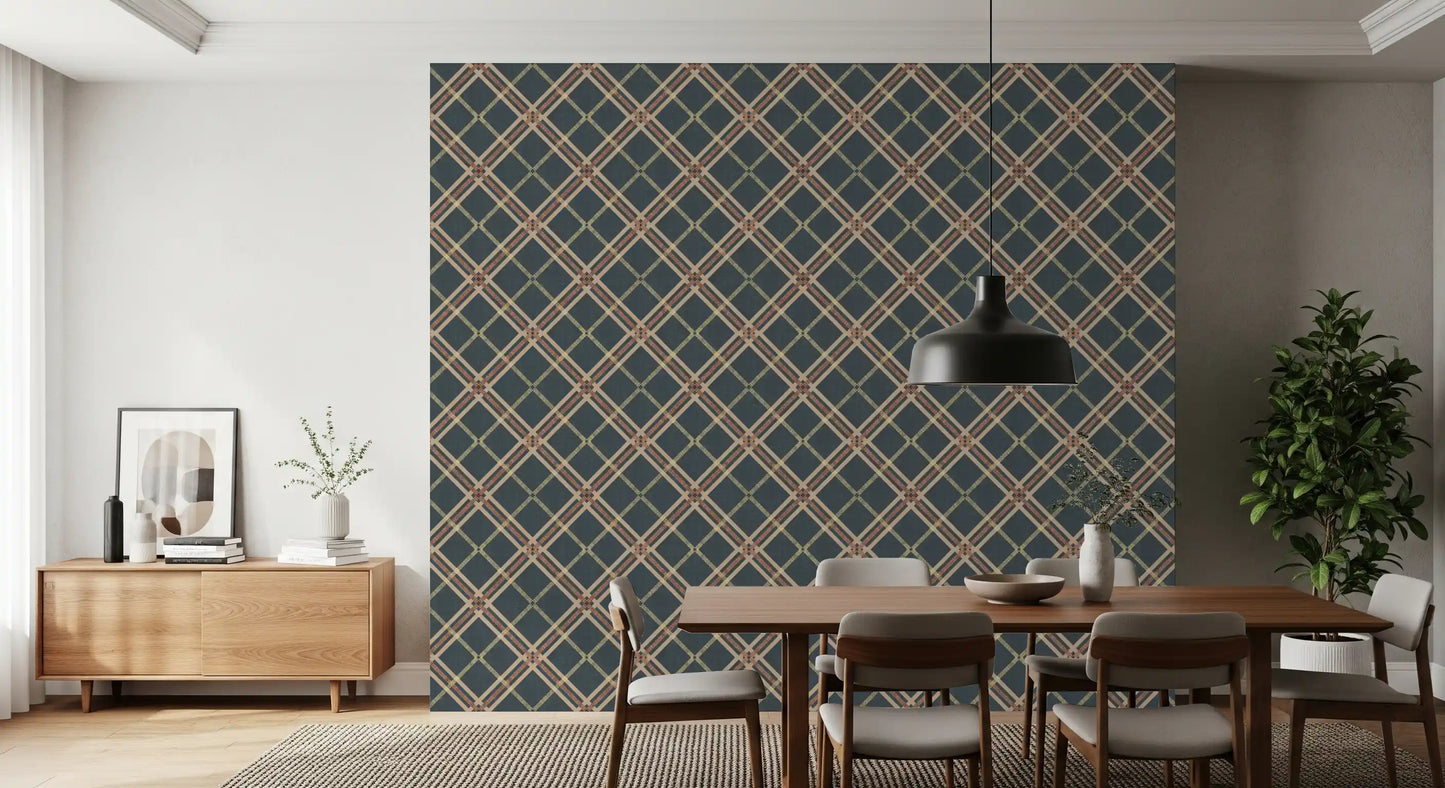 Winter Heritage - Tartan Trellis Plaid Grid - Crisp Cool Tone Wallpaper⁠