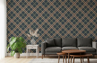 Winter Heritage - Tartan Trellis Plaid Grid - Crisp Cool Tone Wallpaper⁠