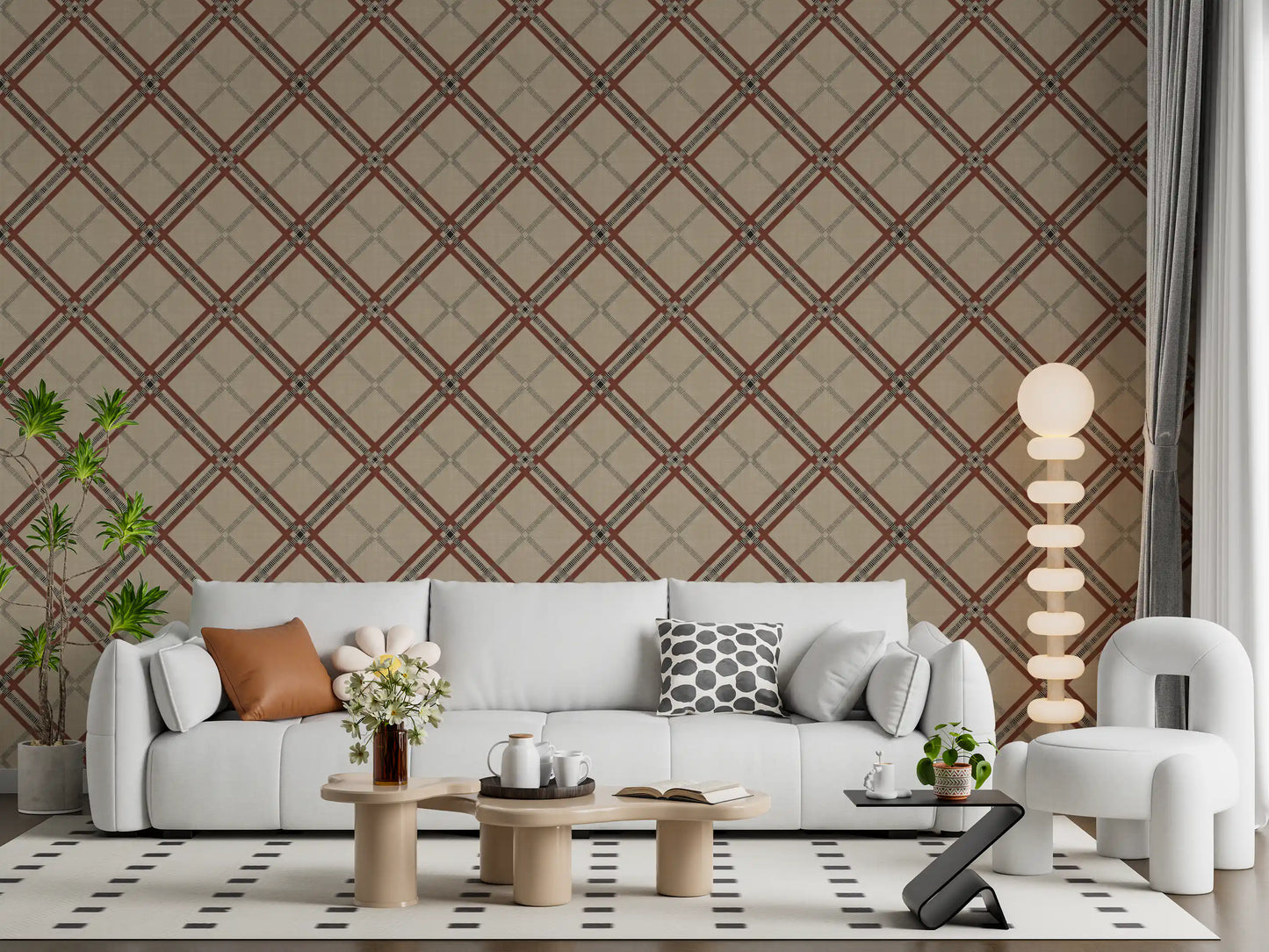 Winter Heritage - Tartan Trellis Plaid Grid - Deep Bold Shade Wallpaper⁠