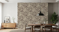 Meadow and retriever toile wallpaper in a dining room with a wood sideboard GD12742