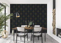 Midnight Floral Damask Pattern Wallpaper⁠