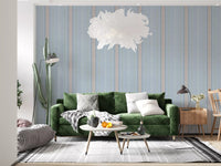 Heritager Ticking Stripes - Vintage French Blue & Blush Pink Linen Texture Wallpaper⁠
