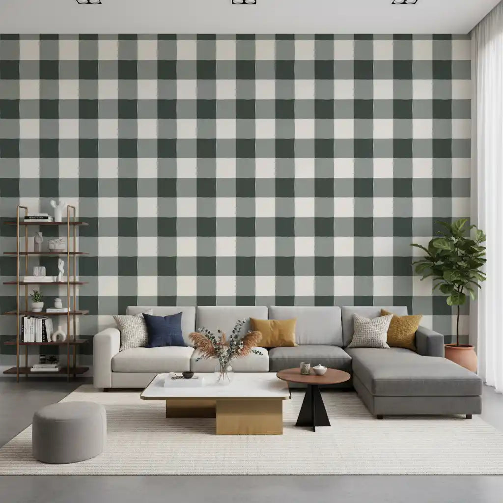 Soft Slate Checkered Grid Wallpaper⁠