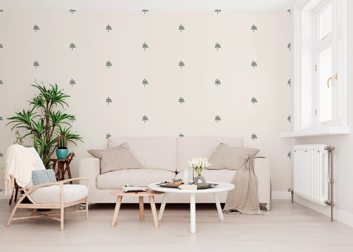 Minimalist Hand-Drawn Flourish Pattern Wallpaper⁠