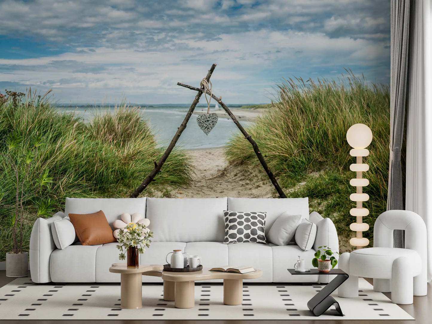 Serene Dune Path with Romantic Heart Wall Mural