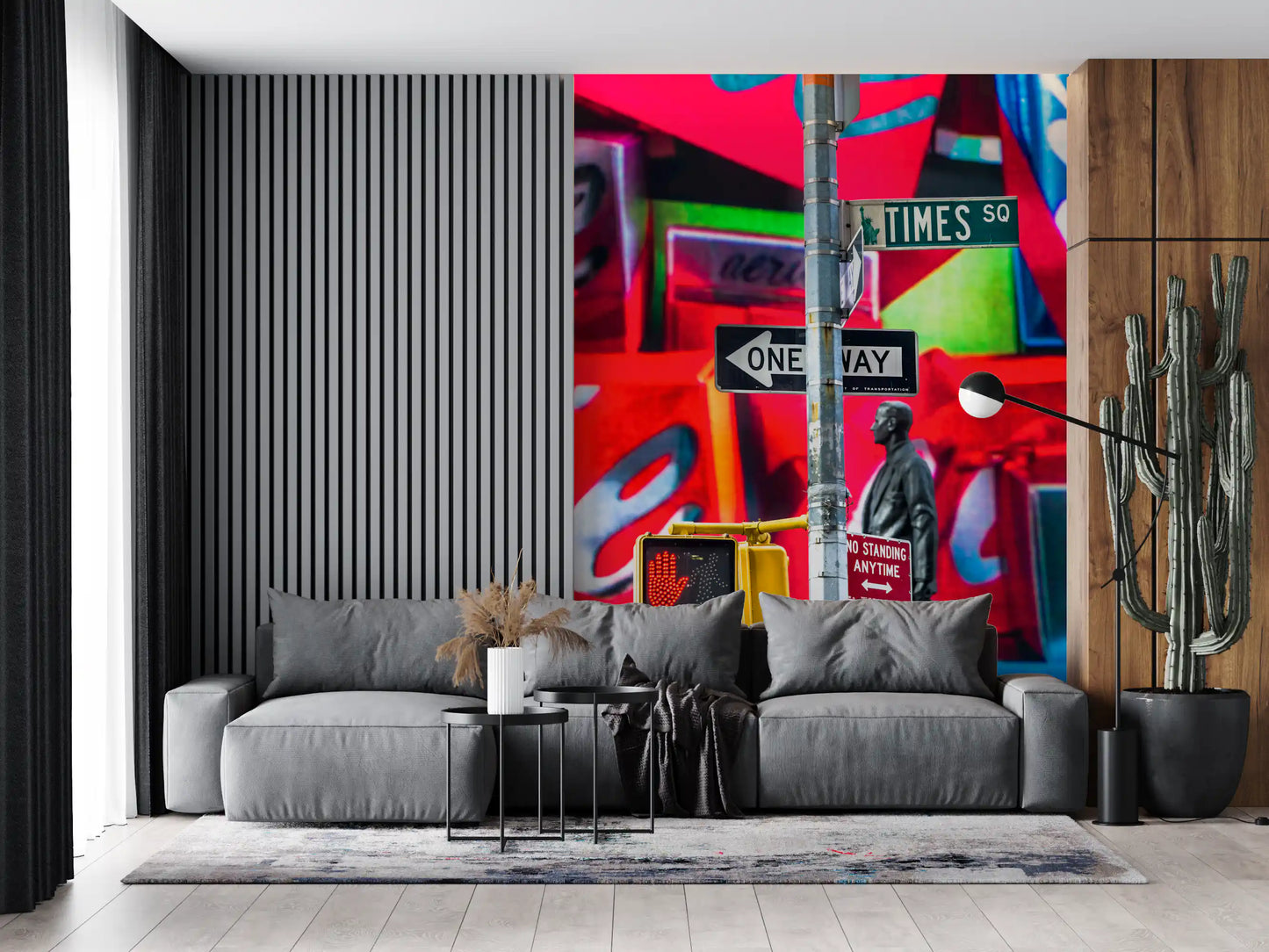 Neon Manhattan Intersection Wall Mural