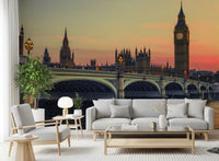 Westminster Bridge Sunset Silhouette Wall Mural