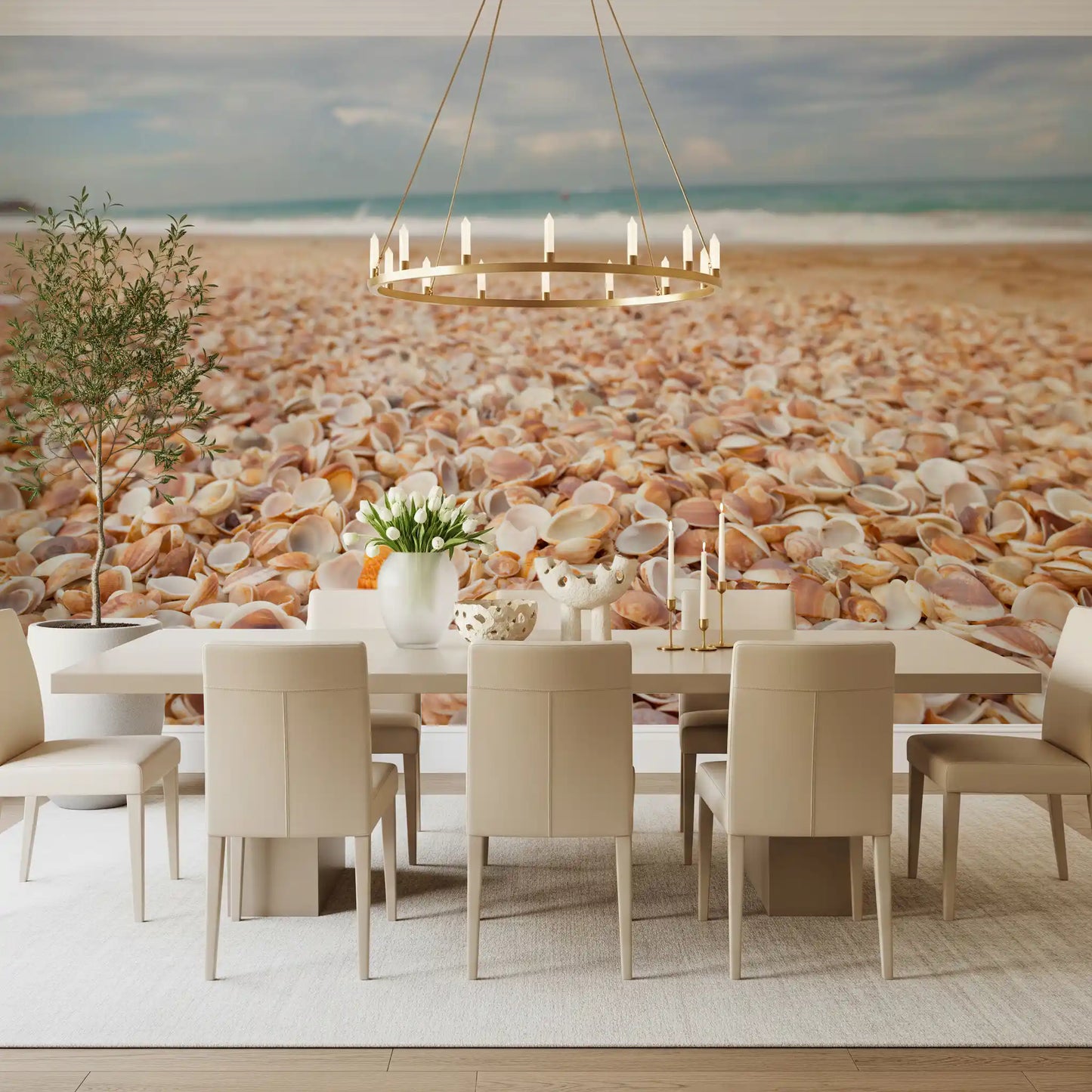 Sunlit Seashell Bed Wall Mural