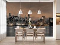East River Night Cityscape Wall Mural