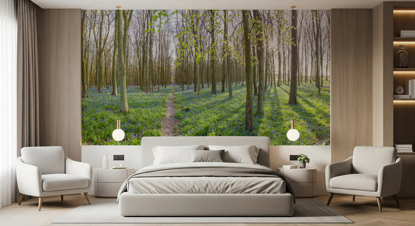 Springtime Woodland Canopy and Blooms Wall Mural