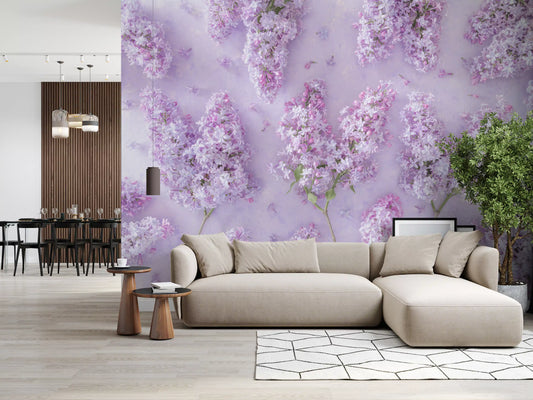 Springtime Lilac Petal Clusters Wall Mural