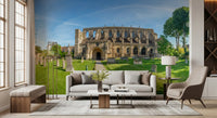 Stone Abbey Garden Vista Wall Mural
