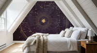 Celestial Zodiac Gold Map Wall Mural