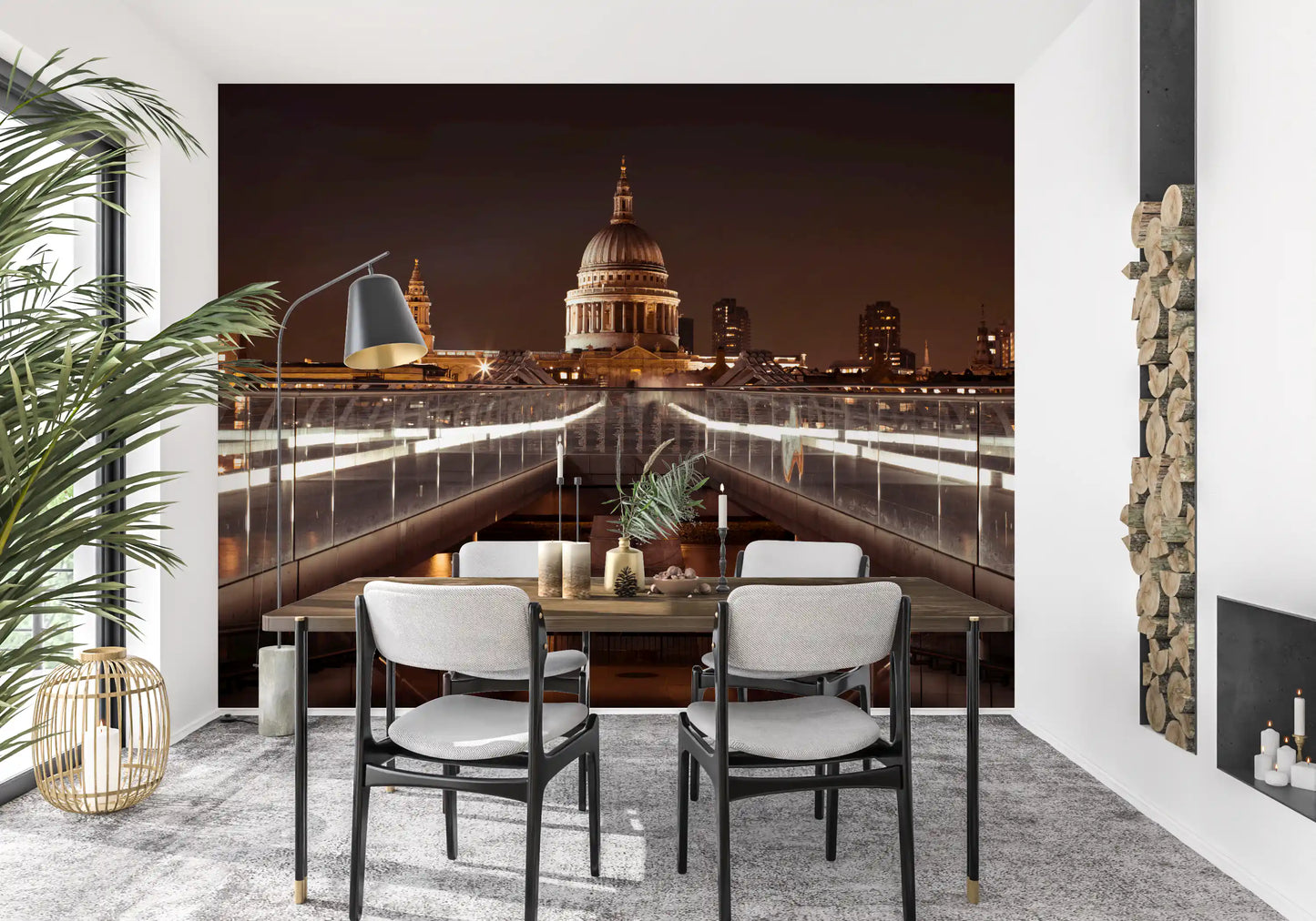 Midnight St Pauls Cathedral and Bridge View Wall Mural