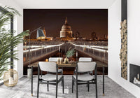 Midnight St Pauls Cathedral and Bridge View Wall Mural