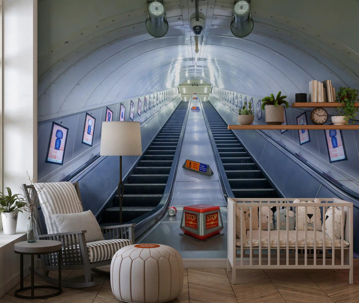 Metallic Transit Geometry Wall Mural