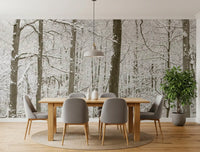 Pale snowy scene on this wall mural styling a calm Dining room GD12836
