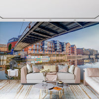 Mirror-like reflections double the buildings in this Urban wall mural GD12837
