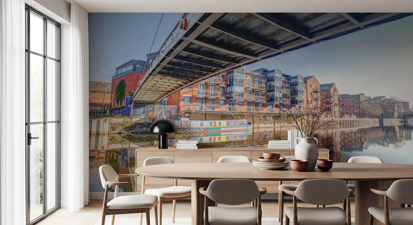 Waterfront cityscape filling a relaxed Dining room, this wall mural GD12837
