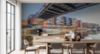 Waterfront cityscape filling a relaxed Dining room, this wall mural GD12837
