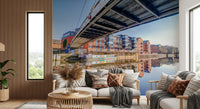 Riverside wall mural giving a living room a wide, airy backdrop GD12837
