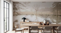 Soft cream and muted brown wash through the Ethereal wall mural, GD12839
