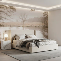 bedroom area opened up by the foggy lake wall mural, GD12839
