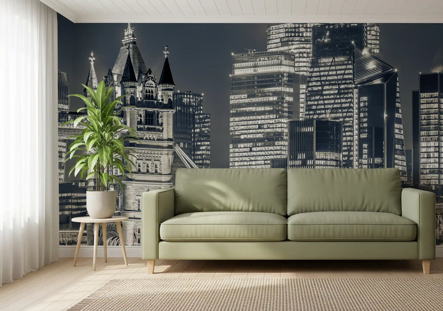 Monochrome Metropolitan Bridge View Wall Mural