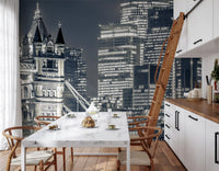 Monochrome Metropolitan Bridge View Wall Mural