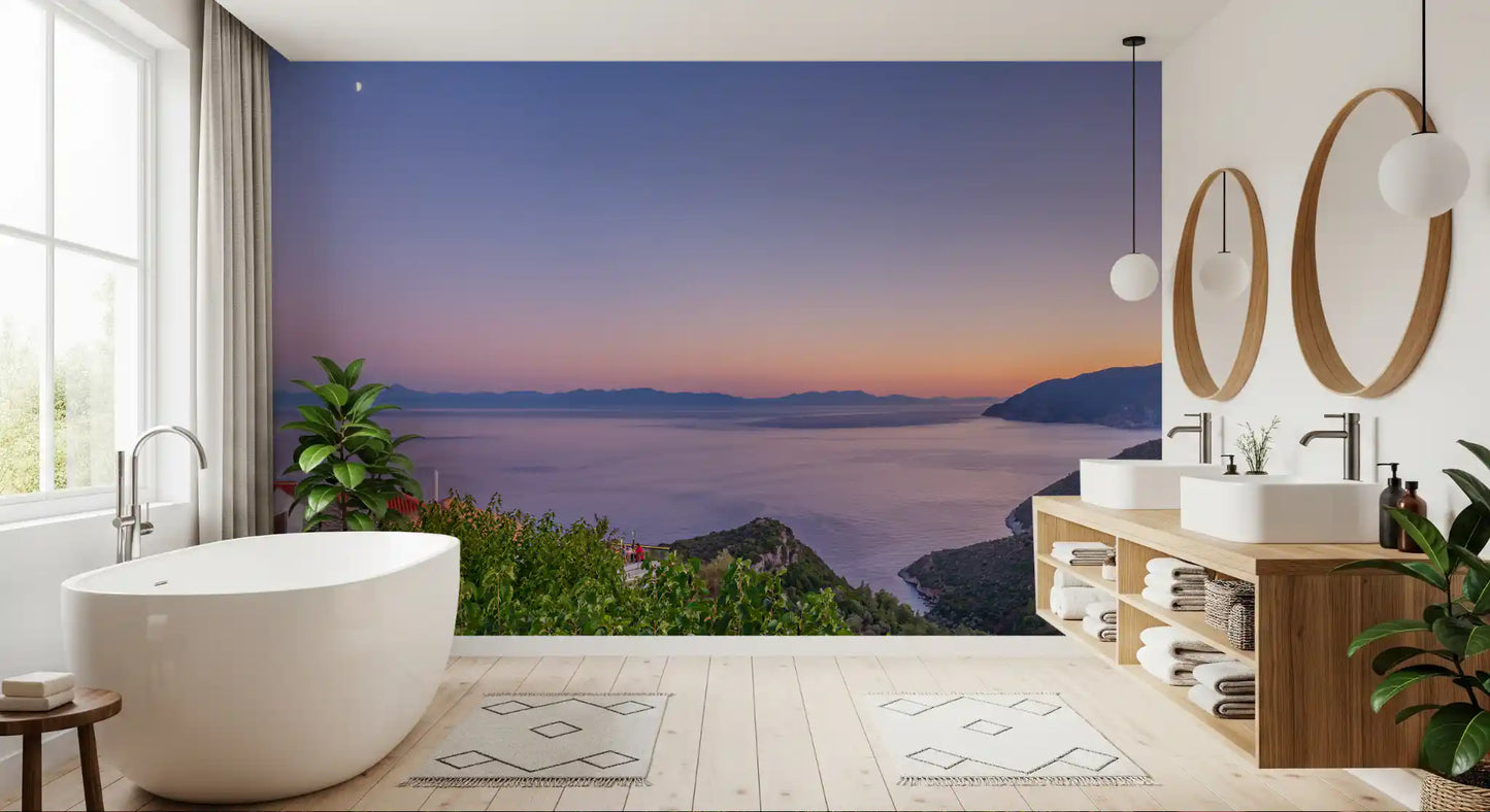 Mediterranean Twilight Village Vista Wall Mural
