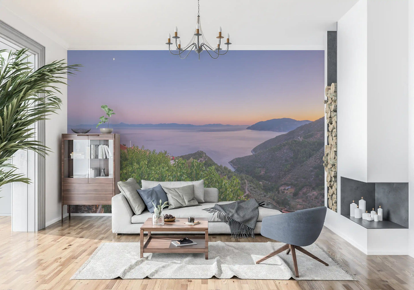 Mediterranean Twilight Village Vista Wall Mural