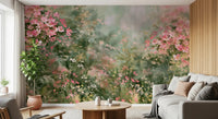 Impressionist Pink Blossom Meadow Wall Mural
