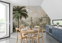 Serene Park Pond and Classical Architecture Wall Mural