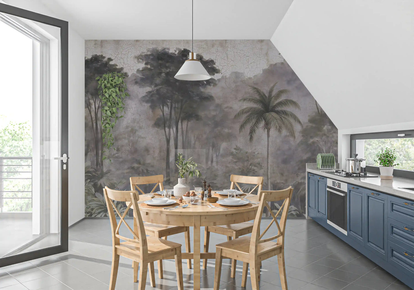Misty River Expedition Scene Wall Mural