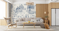 Toile de Jouy Country Cottage Sketch Wall Mural