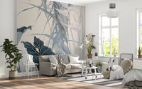 Serene Tropical Botanical Illustration Wall Mural