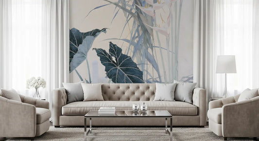 Serene Tropical Botanical Illustration Wall Mural