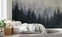 Atmospheric Evergreen Woodland Wall Mural