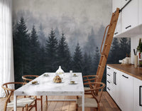 Atmospheric Evergreen Woodland Wall Mural