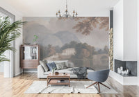 Serene Mountain Lake Estate Landscape Wall Mural