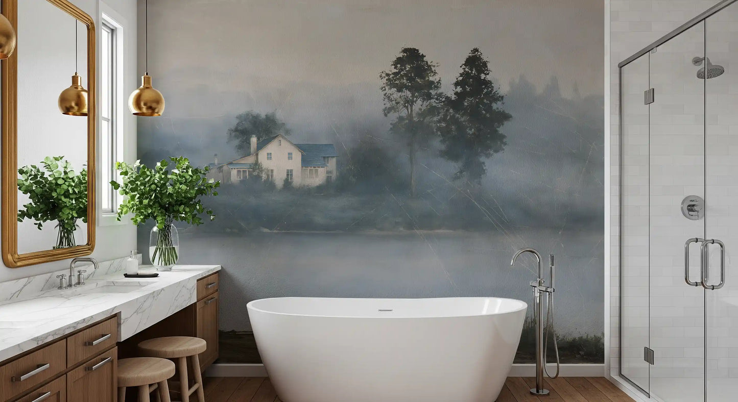 Foggy Morning Shoreline Retreat Wall Mural