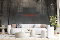 Zen Temple Foggy Woodland Wall Mural