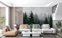 Evergreen Wilderness in Fog Wall Mural