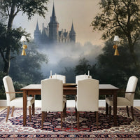 Gothic Chateau in Morning Fog Wall Mural